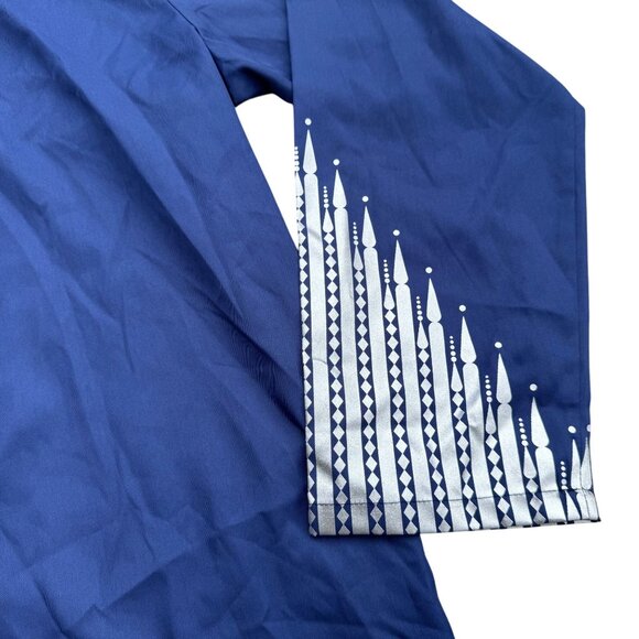 LucMattan Mens Button-Down Shirt Navy Blue XL Cotton Long Sleeve Printed New Wit - Picture 2 of 11